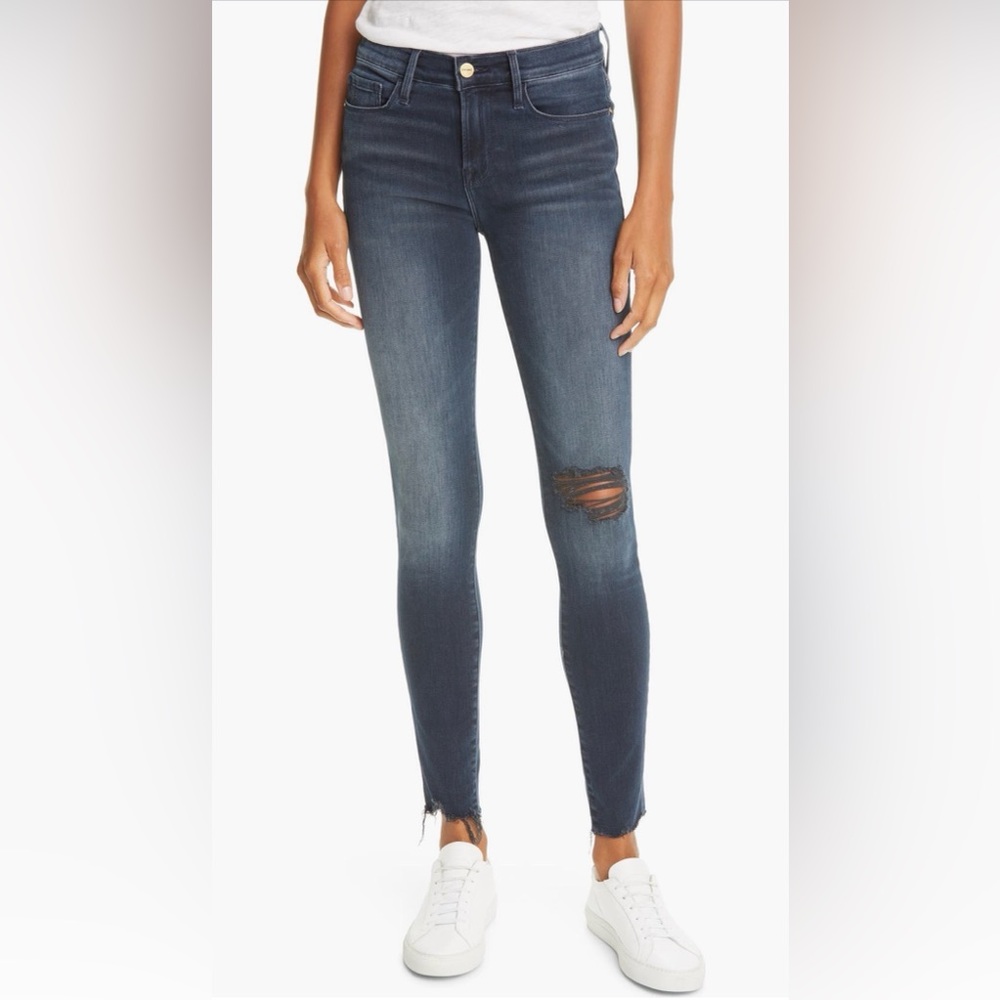 Frame Denim Skinny Jeans (Dawn Chew Rips)